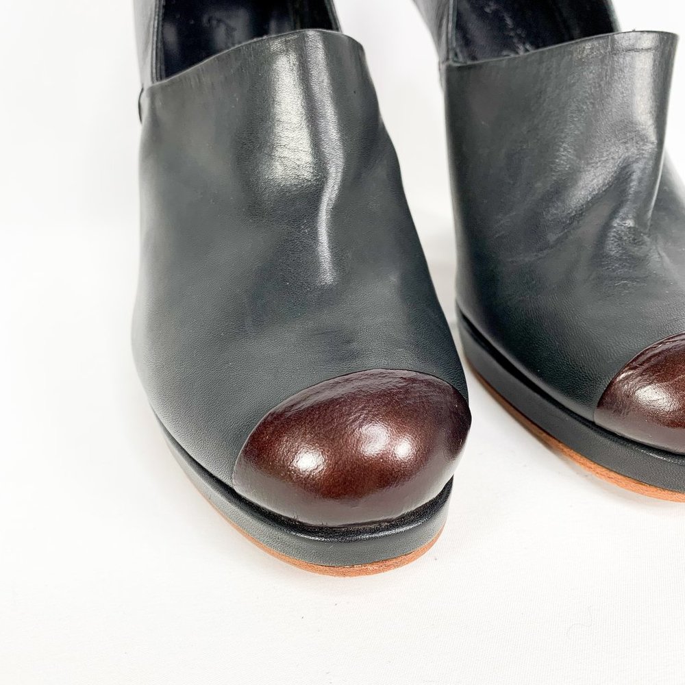 RACHEL COMEY Black Leather Chunky Snake Heels - Picture 4 of 9